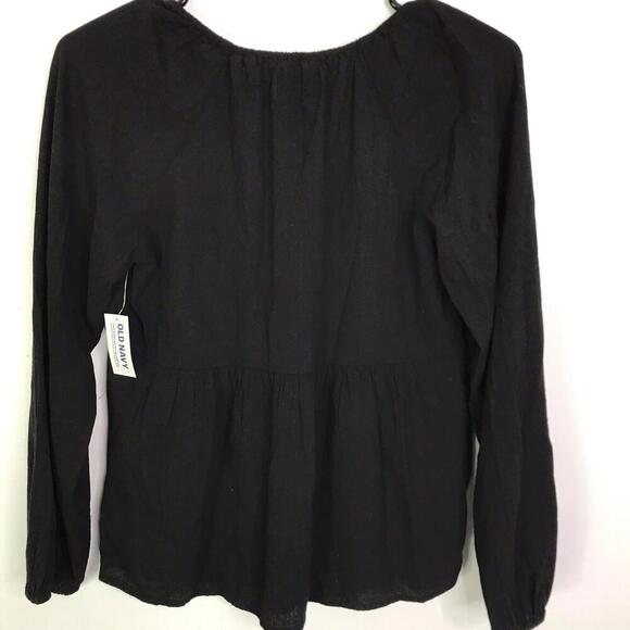 Old Navy Top Womens Size XS Babydoll V Neck Long Sleeve Gauze Textured New - Picture 2 of 9